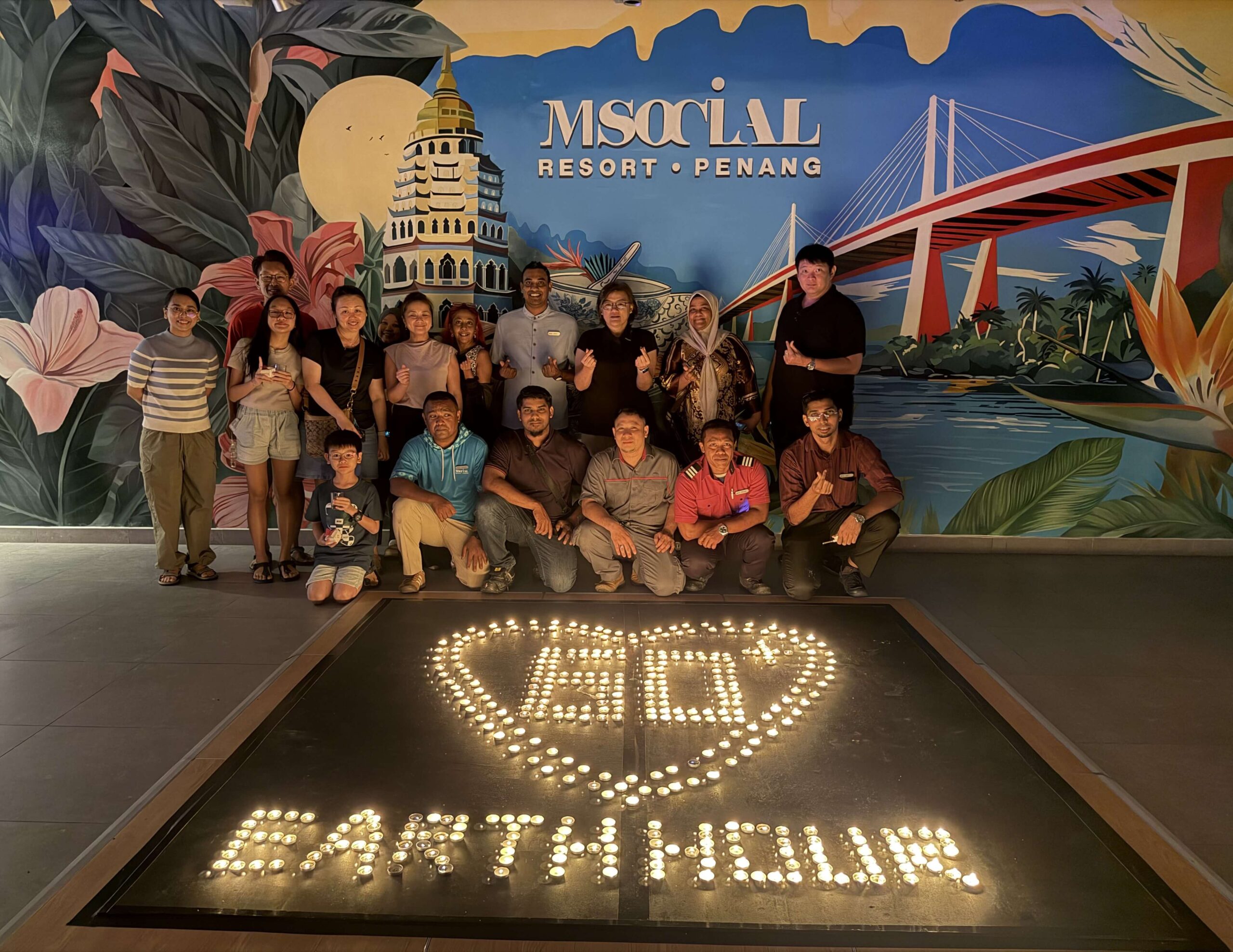 Candlelit public spaces at M Social Resort Penang during Earth Hour 2026.