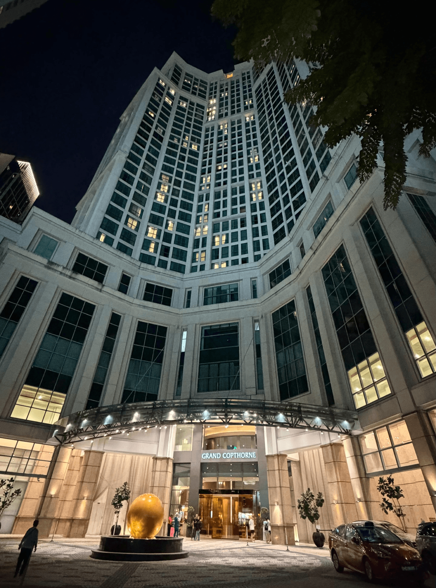 Grand Copthorne Waterfront Hotel Singapore with its facade lights off for Earth Hour 2026.