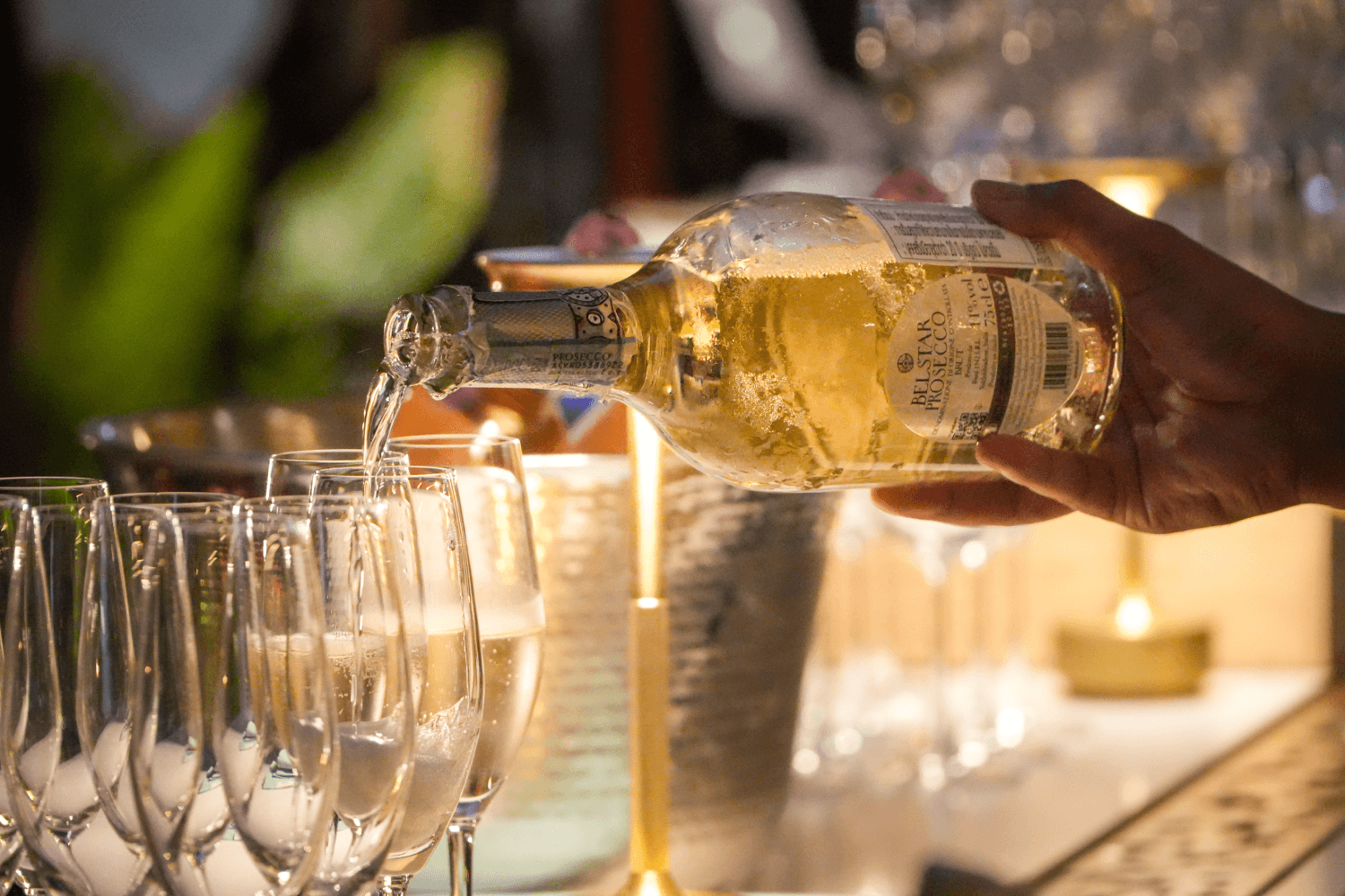Guests served Prosecco by Belstar at the Borderless Wine event, M Social Hotel Phuket.