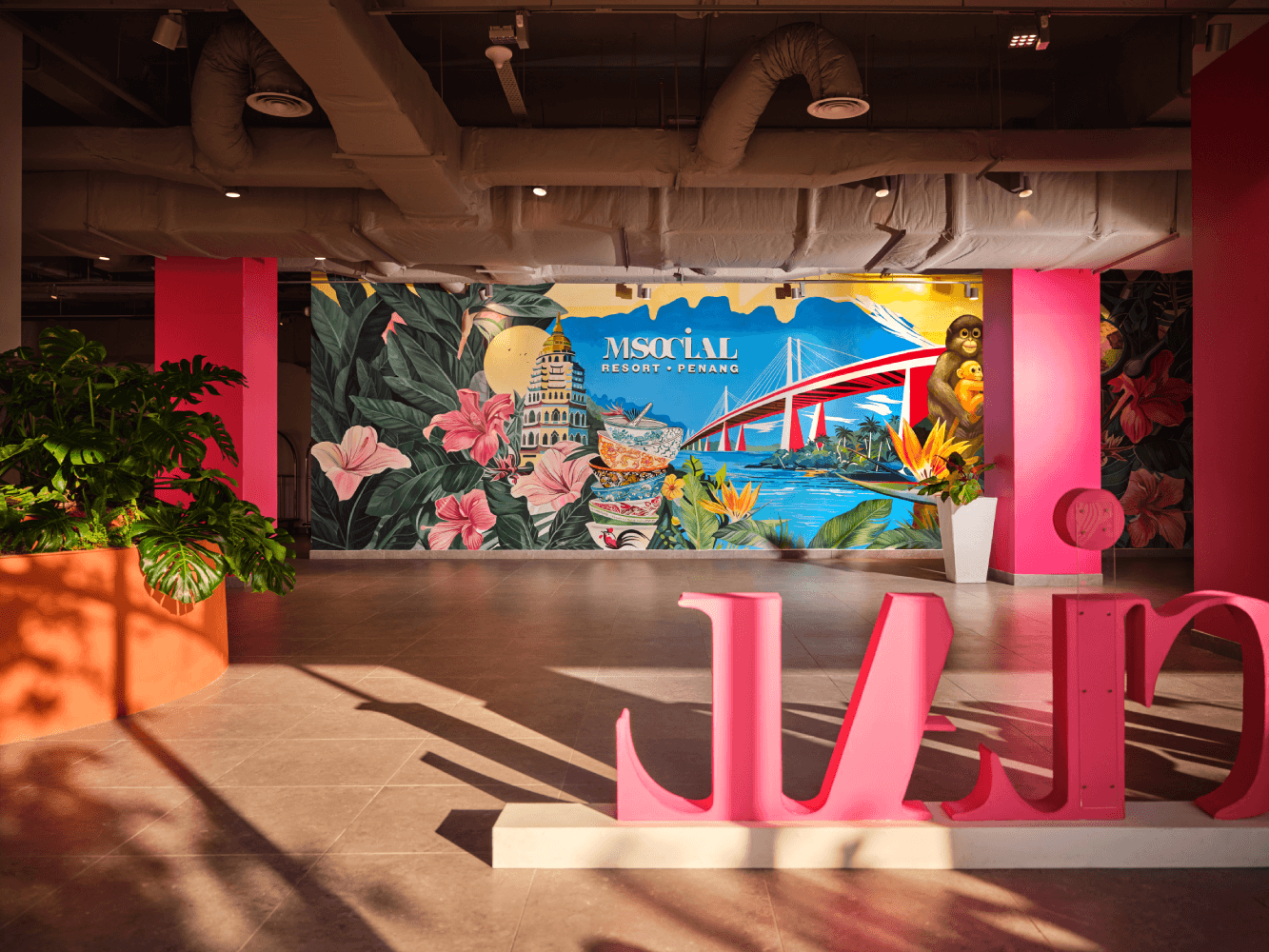 The lobby of M Social Resort Penang, where sustainable design shapes the everyday guest experience.
