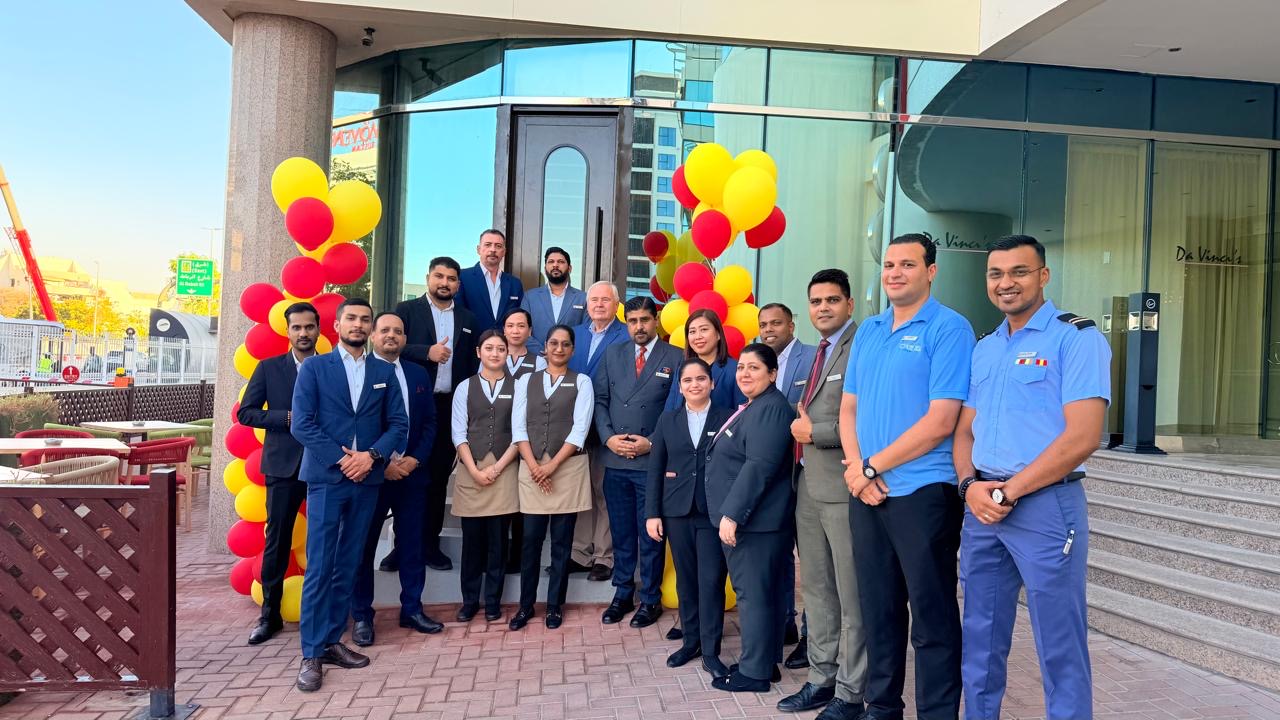 The team gathers outside Storii by Da Vinci's at Millennium Airport Hotel Dubai.