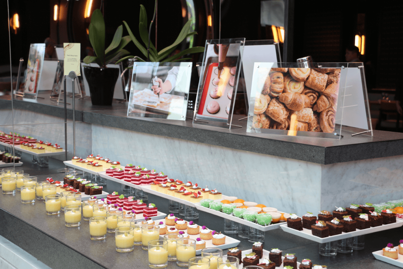 The dessert buffet laid out for the opening launch.