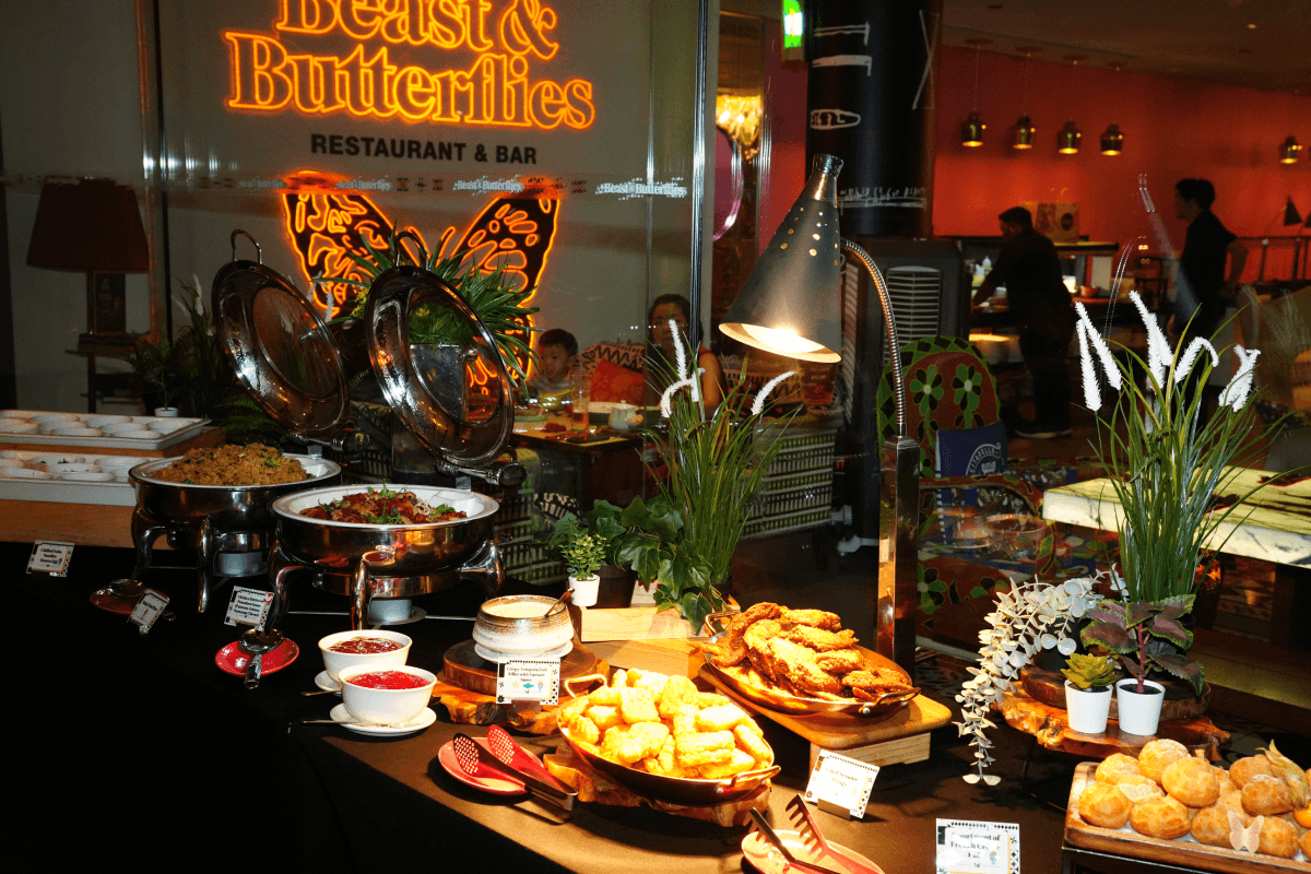 The canapés buffet laid out for the evening at Beast & Butterflies.