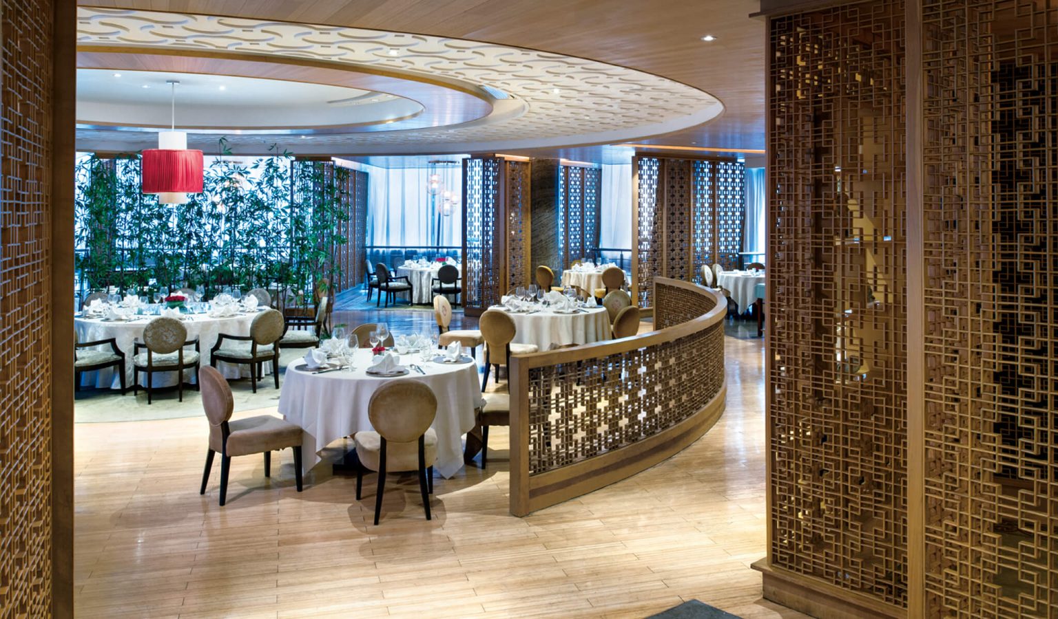 Spectrum Chinese Restaurant at Grand Millennium Shanghai HongQiao, within its expansive garden.