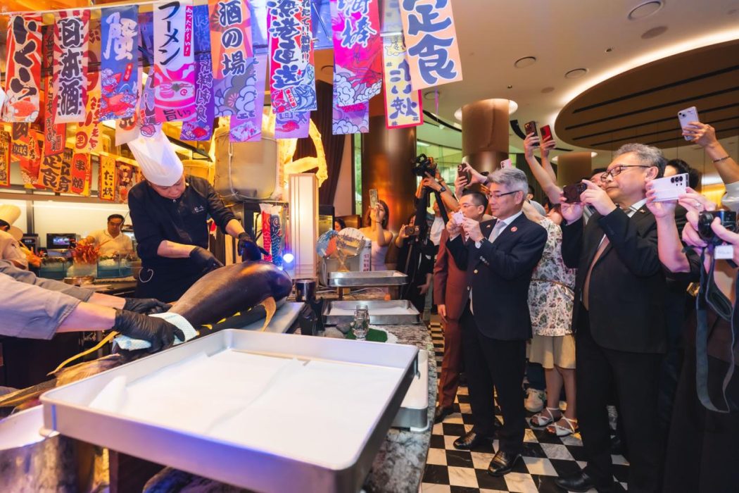 Guest Chef Keiji Matoba performed the 40-kilogramme tuna cutting ceremony before guests at the Sakura Serenity Buffet launch, a highlight of an evening that celebrated Japanese culinary heritage.