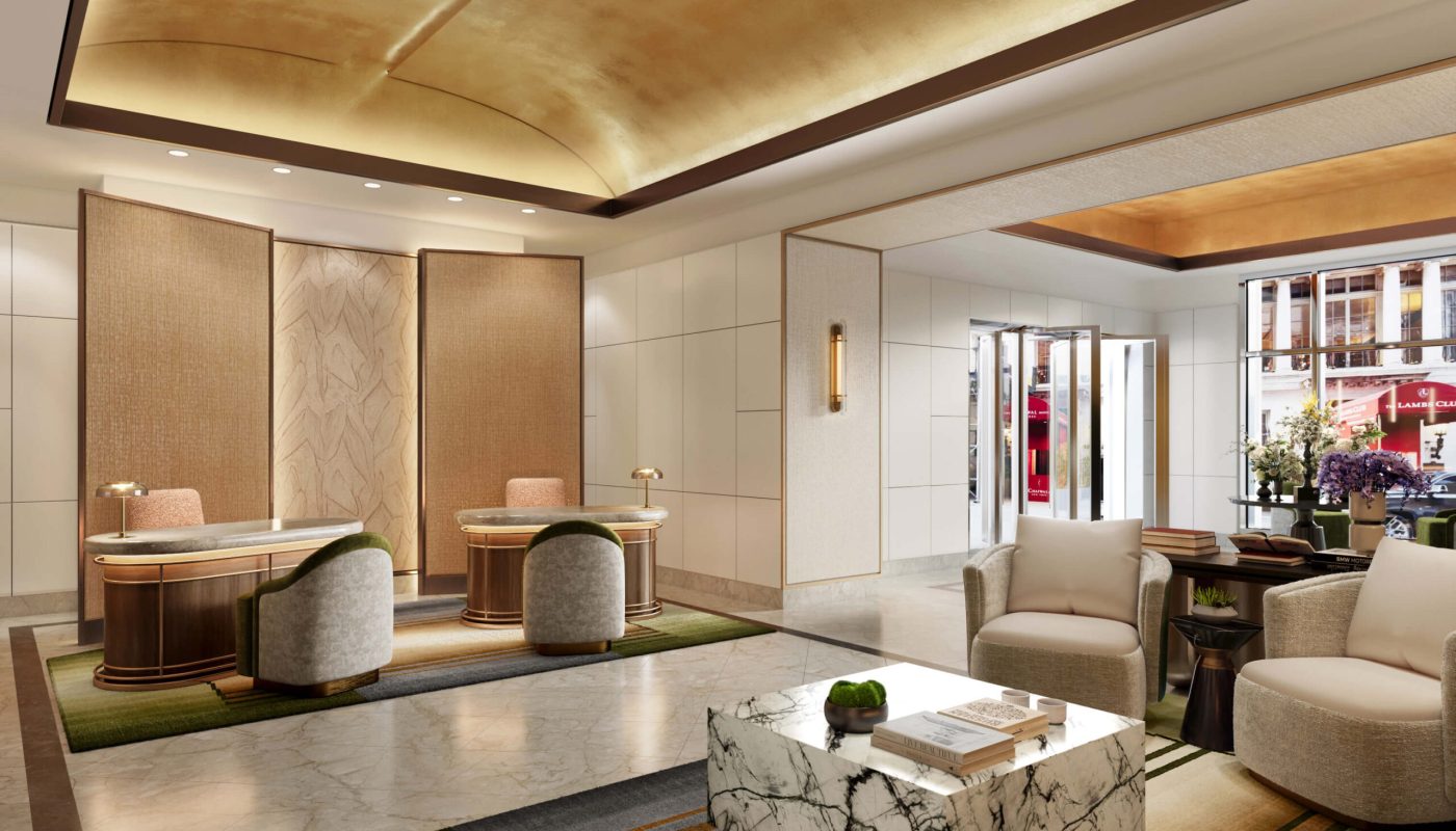 The renovated lobby at Millennium Premier Hotel New York Times Square, opening June 2026.