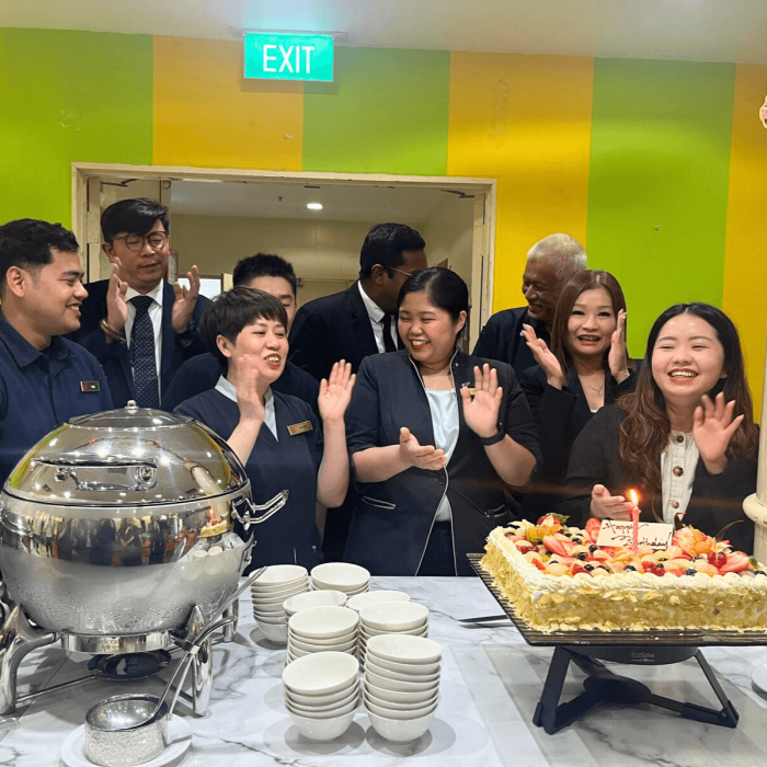 M Hotel Singapore City Centre staff participate in joint birthday celebrations, a strategic initiative aimed at building the internal synergy required to meet the region's 2026 commercial targets.