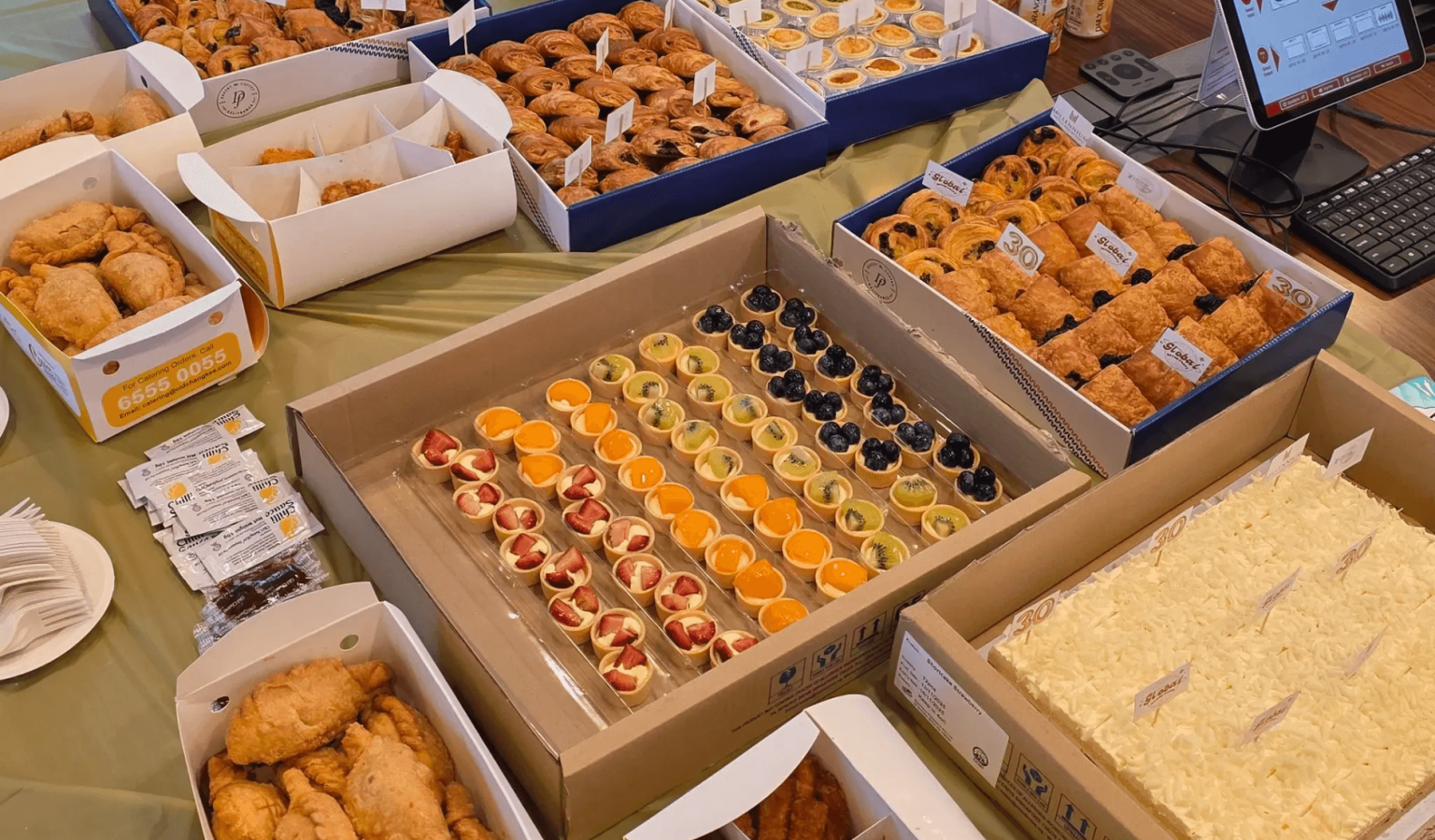 A delightful spread of food and drink prepared for the 30th anniversary celebration