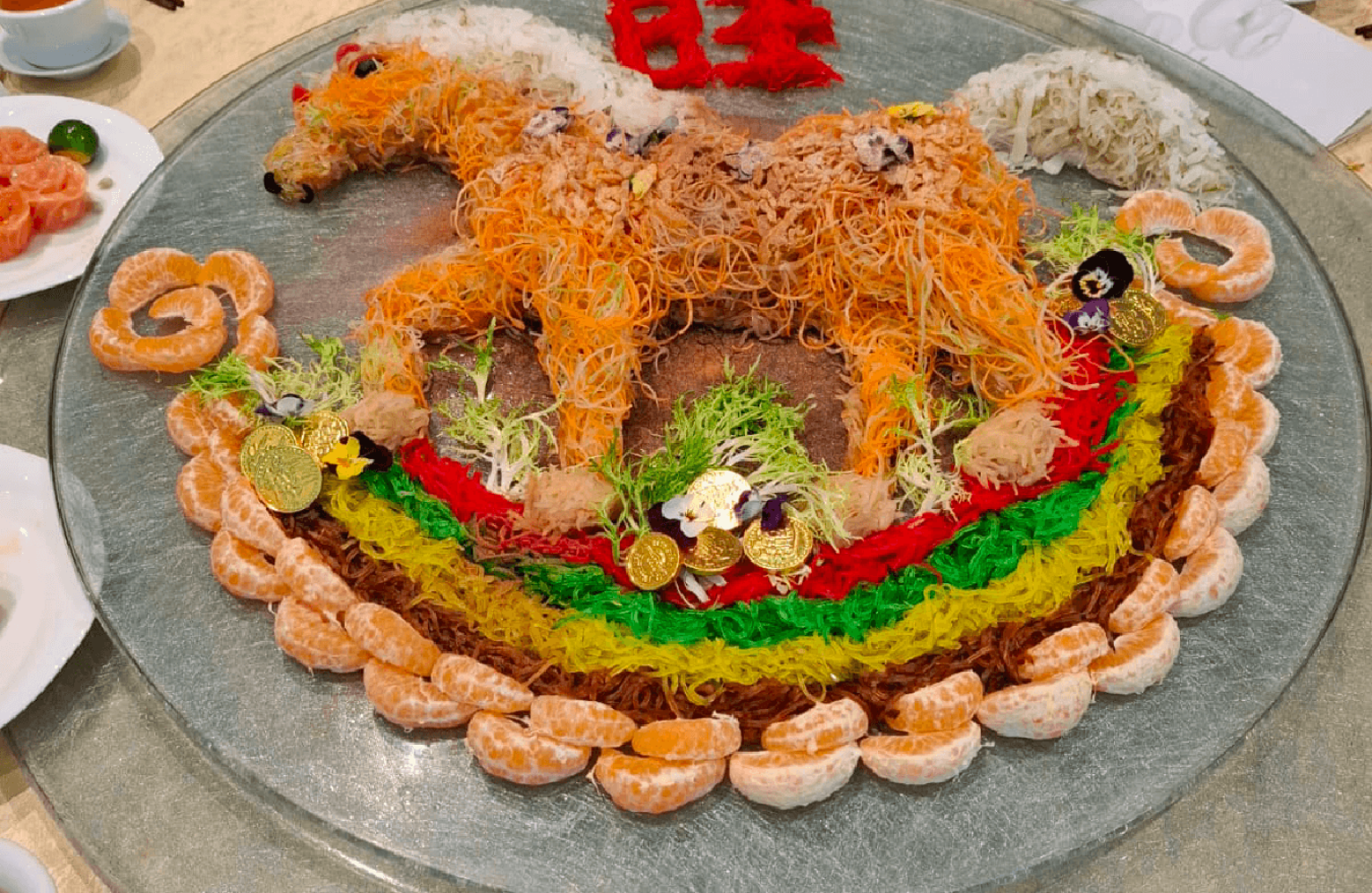 The Prosperity Yu Sheng with Norwegian salmon formed the centrepiece of the lo hei ceremony, symbolising abundance and good fortune for the year ahead.