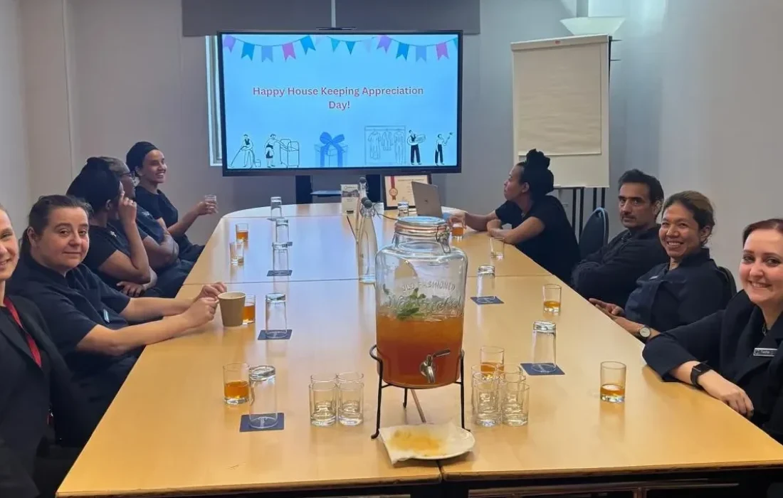The housekeeping team gathered together to celebrate Housekeeping Appreciation Day on 26 September 2025
